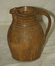 Primitive Stoneware Pitcher Salt Glazed Hand Thrown Signed Art Pottery V... - €59,98 EUR