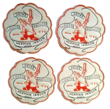 Gnome Drink Coasters Fabric Dwarf Louter Kabouter Herman Jansen 1950s Lo... - $6.74