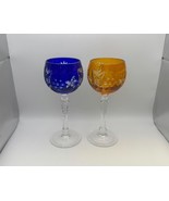 Pair of Bayel Crystal VINEYARD GRAPE Amber &amp; Cobalt Hock Wine Glasses 7 ... - €128,80 EUR