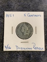 1951 Dominican Republic 5 Centavos Coin - KM #18 Circulated  - £2.35 GBP