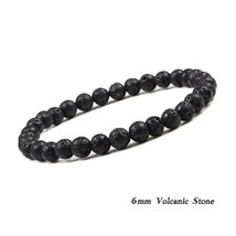 6mm 8mm 10mm Natural Volcanic Stone Beads Bracelets Black Lava Men Bracelet Arom - £14.22 GBP