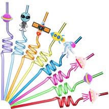24 Pieces Outer Space Straws Birthday Party Favors Reusable Solar System... - $28.49