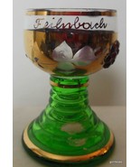 Souvenir Roemer Wine Glass  with Green Base and Gold and Crystal Trim Fe... - £11.86 GBP