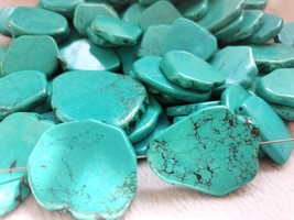 Drilled--20 to 55mm Turquoise stone freeform slab nugget Magnesite  Rainbow bead - $12.70