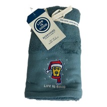 Life is Good Set of 2 Hand Towels Christmas Blue Rocket Dog Santa Hat NEW - £20.61 GBP