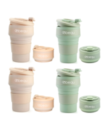 BEQU 500ml/17 fl oz Collapsible Silicone Coffee Mug - Set of 4 (Pink, Gr... - $61.70 CAD