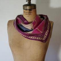 Oscar De La Renta 100% Silk Scarf Classic Chains Purple Pink Gray 21 x 21 - £33.84 GBP