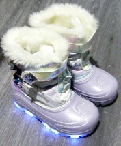 Disney Frozen Elsa Anna Olaf Girls Light-Up LED Winter Snow Boots Size 1... - £19.76 GBP