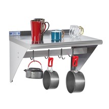 Hally Stainless Steel Shelf With 4 Hooks 18&quot; X 24&quot; Wall Mounted Pot Rack 300Lb,  - $105.99