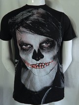 Zombie Goth Skull face Graphic T shirt with Lace up Lips and Real Nose R... - $19.79