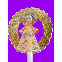 Vintage 1950&#39;s Glitter &amp; Lace Angel Tree Topper Made In Japan - £19.54 GBP