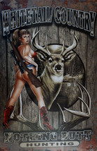 Whitetail Country Pin-Up  Metal Sign - £22.36 GBP