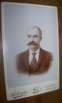 19c Antique Victorian Man Great Mustache Cabinet Photo Perry Iowa Ia - £7.75 GBP