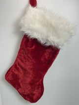 Christmas Stocking Red Plush 18 Inch Dandee Tawain White Fur Top - £9.01 GBP