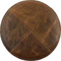 Leather At Home, Decorative 13-Inch Rounded Pillow Handmade From, Bourbon Brown - £33.54 GBP