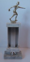 Silver 3 Tier Female Bowler 13&quot; Vintage Bowling Trophy - $7.43