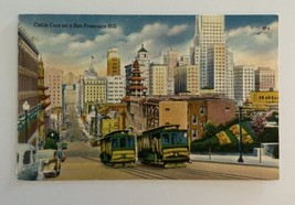 Cable Cars On A San Francisco Hill California Postcard - $10.00