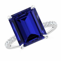 Authenticity Guarantee 
Angara 12x10mm Lab Grown Blue Sapphire Ring in Platin... - £1,822.24 GBP