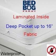 Twin Size Mattress Cover Fabric Waterproof Zipper Protects Against Bed Bugs 16&quot; - £15.77 GBP
