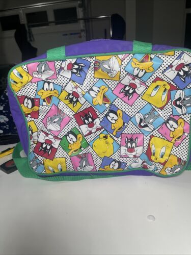Vintage 90s Looney Tunes Messenger Tote Bag 1993 Warner Bros Tweety Daff... - $7.88