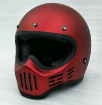 Retro Motorcycle Red Maroon Helmet Retro Vintage Custom M L X - £140.75 GBP