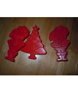 Vintage 3 Tupperware Red Plastic Christmas Cookie Cutters - $113.18 MXN