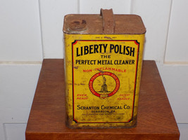 Vintage Liberty Polish One Gallon Empty Metal Cleaner Can - $44.55