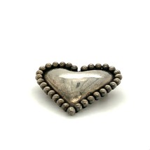 Vintage Sterling Signed 925 Sue B. Repousse Puffy Heart Shape Design Brooch Pin - $44.55