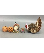 Lot Of 5 Thanksgiving Fall Decor Figurines - Jack-O-Lanterns &amp; Turkeys - $248.80 MXN