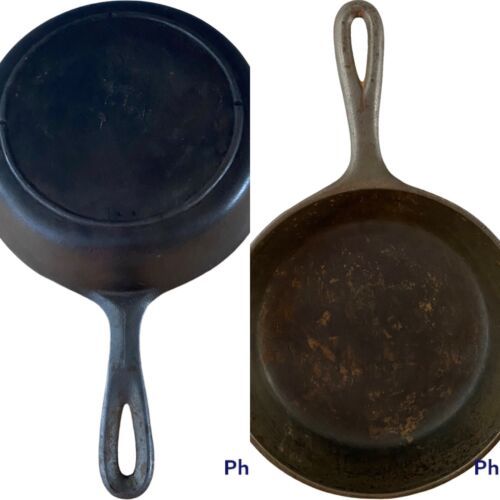 Primary image for Vintage Lodge No 5 8" Cast Iron Skillet  3 Notch Heat Ring Double Pour Unmarked