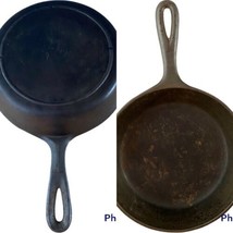 Vintage Lodge No 5 8&quot; Cast Iron Skillet  3 Notch Heat Ring Double Pour U... - £25.21 GBP