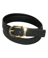 MICHAEL KORS Black White Pebbled Logo Patent Leather Reversible Belt XL - $54.69 CAD