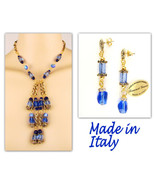 Authentic Italian Made Venetian Murano Glass Jewelry Set: Necklace &amp; Ear... - $3,787.84 MXN
