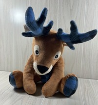 Bass Pro Shops holiday plush moose deer reindeer blue black plaid antler... - £10.16 GBP