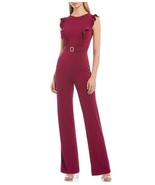 Betsey Johnson Ruffle Cap Sleeve Pearl Buckle Detail Wide Leg Jumpsuit s... - £108.28 GBP