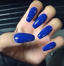 Endless Blue Long Coffin False Nails choose your shape - £6.31 GBP