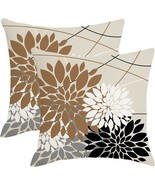 Set Of Two Coffee-Colored, White, Outdoor Modern Geometric Flower Throw ... - $61.64 CAD