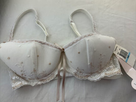 NEW Impressions 36C White &amp; Beige Lace Demi Push Up Bra 3897 - $19.79