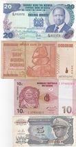 African, Lot of 4, All Different banknotes - $10.62