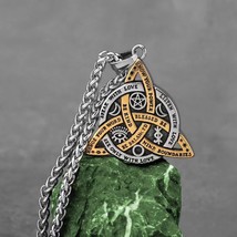 Mens Irish Celtic Trinity Knot Pendant Protection Necklace Stainless Steel 24&quot; - £14.28 GBP