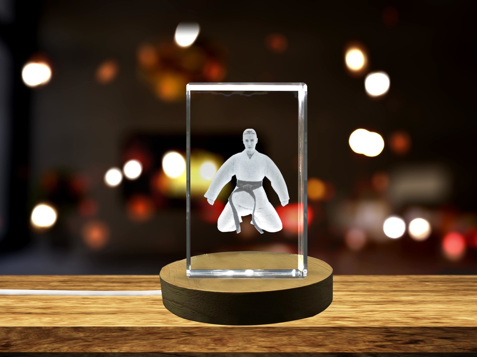 LED Base included | Judo Player 3D Engraved Crystal 3D Engraved Crystal Keepsake