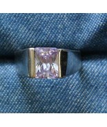 Elegant Vintage Mid Century Modern Lavender Rhinestone Silver-tone Ring ... - £10.18 GBP