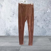 Fashion Nova Stretch Pants Medium Brown Velour Casual Modern Fit Womens M - £7.06 GBP