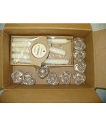 Lot of 9 Glass Heart Shaped Taper Candle Holders &amp; 9 Candles (8 Burned) ... - €18,58 EUR