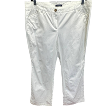 Lands&#39; End Wide Leg Pants White Size 16 Flat Front Pockets Cotton Neutral Summer - £23.75 GBP