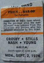 CSNY Crosby Stills Nash &amp; Young 1974 Ticket Stub Toronto Varsity With Th... - $570.14 MXN