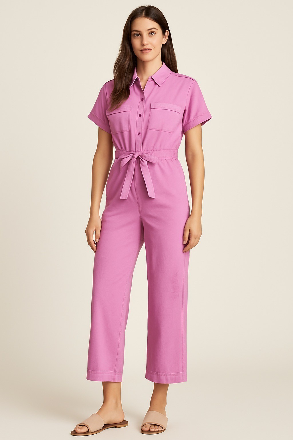 Universal Thread Women’s Size 8 Pink Utility Jumpsuit Belted Short Sleeve NWT Item image 6