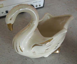Vintage Small Glazed Ceramic Figural Swan Planter 4 1/2&quot; Tall - £15.01 GBP