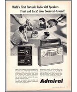 1958 Admiral Radio PRINT AD World&#39;s First Portable Radio With Speakers BX4 - $9.49