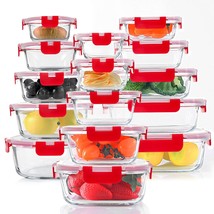 30-Piece Glass Food Storage Container Set With Snap Lids - Airtight, Mic... - £60.86 GBP